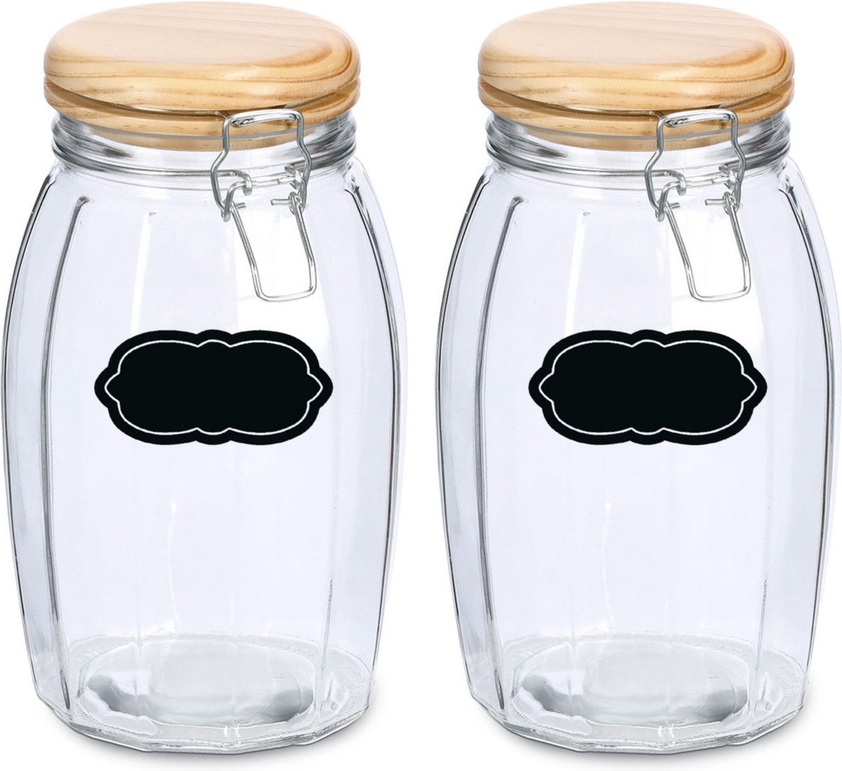 Weckpot/inmaakpot - 4x - 1.85L - glas - met beugelsluiting - incl. etiketten