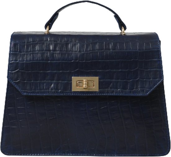 Leather Handbag - Blue Color - Leer Handtas - Blue Kleur