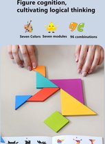 Tangram Montessori - Jouets Éducatif - Puzzle 3D - Houten Speelgoed - Puzzle en bois - Apprentissage cognitif - Puzzle Tangram - Puzzle Figurines - Puzzle éducatif - Puzzle Montessori - Puzzle pour Adultes et Enfants - Figurines et couleurs