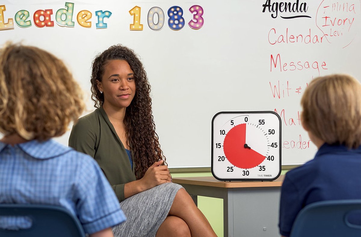 Time Timer® Original Large 60 Minuten - Visuele Timer - Zwart met Rode Schijf - 30 x 30 cm - Magnetisch - Incl. Dry-Erase Kaart en App — afbeelding 4