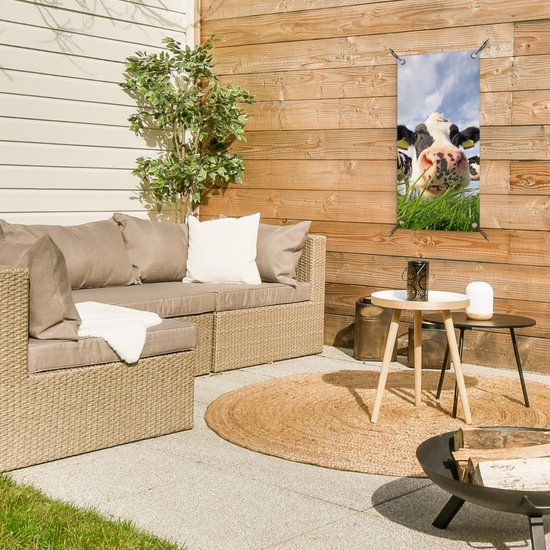 Poster de jardin Vache - Ferme - Herbe - Animaux - 30x60 cm - Toile jardin - Poster extérieur