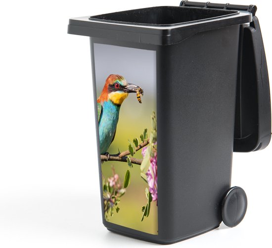 Foto: Container sticker vogel bijeneter bloemen 38x80 cm kliko sticker