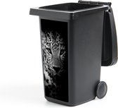 Sticker conteneur Animaux - Zwart - Wit - Panthère - Portrait - 38x80 cm - Sticker Kliko