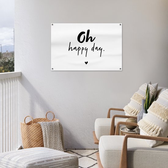 Affiche de jardin - Été - Citations - Oh happy day - Dictons - Jardin - 90x60 cm - Décoration murale - Toile de jardin - Texte d'affiche de jardin