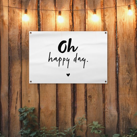 Affiche de jardin - Été - Citations - Oh happy day - Dictons - Jardin - 90x60 cm - Décoration murale - Toile de jardin - Texte d'affiche de jardin