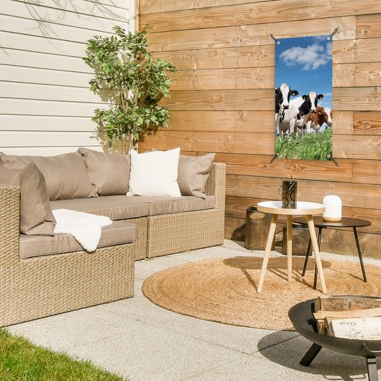 Affiche de jardin Vaches - Campagne - Pâturage - Nature - Animaux - 30x60 cm - Toile jardin - Affiche extérieure