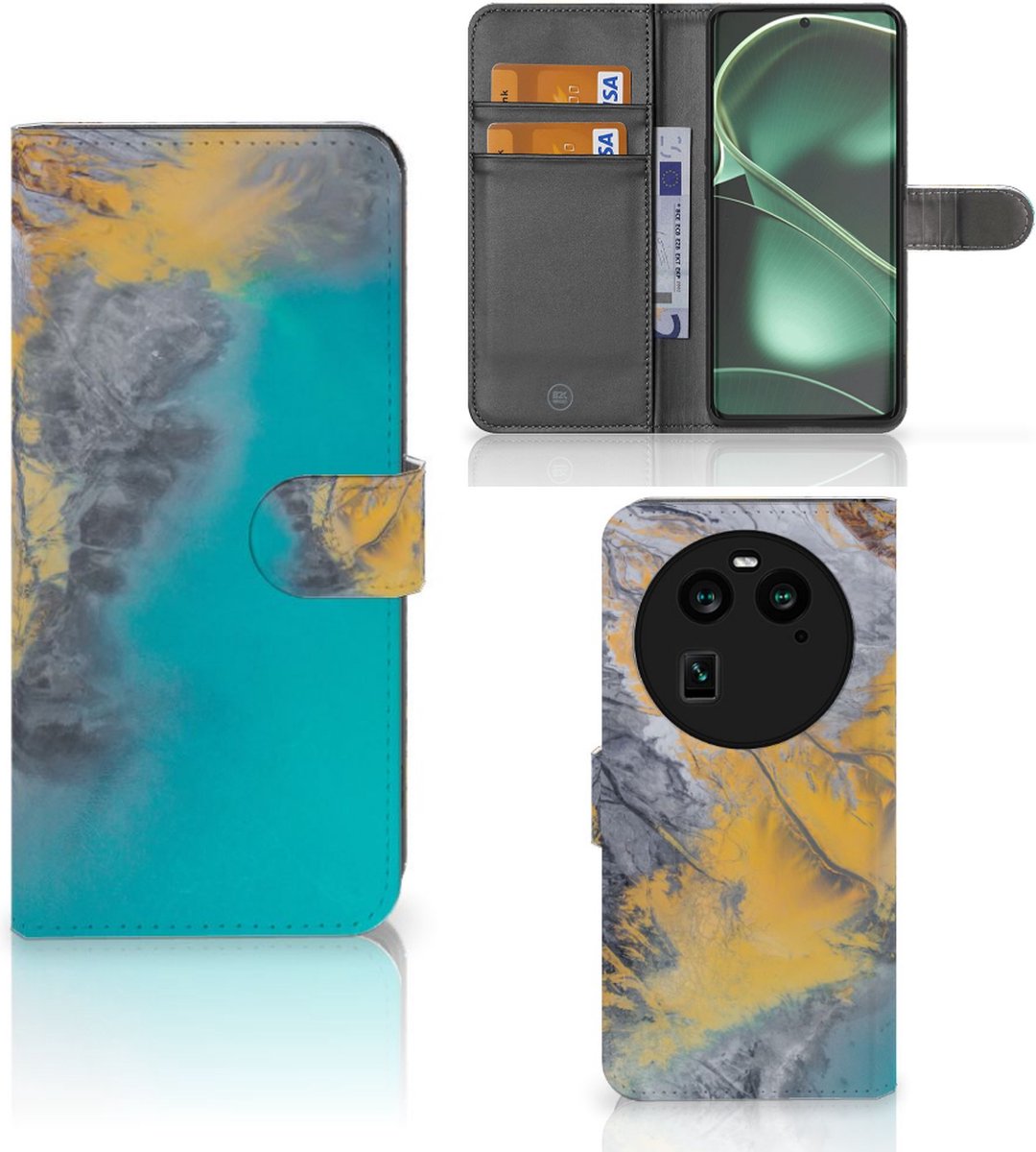 OPPO Find X6 Bookcase Marble Blue Gold