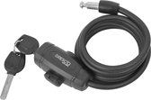 Dresco - Serrure à spirale - 150cm - Rond 8mm - Avec support - Noir mat