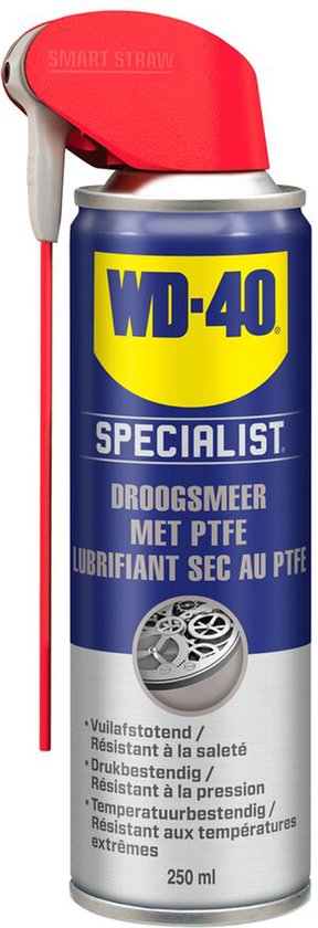 WD-40 Specialist® Droogsmeerspray met PTFE - 250ml - Teflon Spray - Smeermiddel - Beschermt effectief tegen dagelijkse slijtage - WD-40