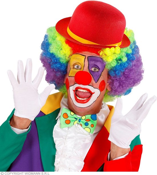 Widmann - Costume Clown & Bouffon - Chapeau Melon Rouge Avec Ruban Jaune - rouge - Vêtement de Déguisements - Déguisements