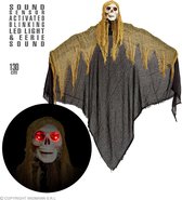 Widmann - Beul & Magere Hein Kostuum - Angstaanjagende Magere Hein, 130 Centimeter - Geel, Zilver - Halloween - Verkleedkleding