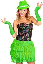 Widmann - Jaren 80 & 90 Kostuum - Neon Groene Kanten Disco Rok Vrouw - Groen - One Size - Carnavalskleding - Verkleedkleding