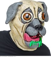 Widmann - Hond & Dalmatier Kostuum - Kwijlende Bulldog Hond Masker - Bruin, Grijs - Carnavalskleding - Verkleedkleding