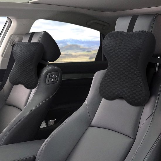 Reiskussen voor kinderen in de auto, ergonomische hoofdsteun met verstelbare veiligheidsgordel voor een comfortabele slaap (roze