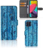 Magnet Case Geschikt voor Samsung Galaxy M53 Telefoonhoesje Wood Blue