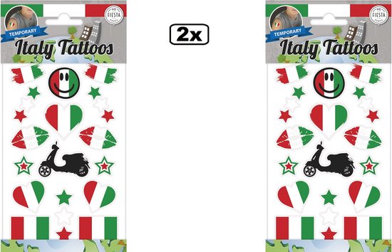 24x Tattoos Italie - nep tatoo - Festival landen Italiaans thema feest fun plakplaatjes