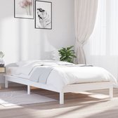 vidaXL - Bedframe - massief - grenenhout - wit - 90x200 - cm