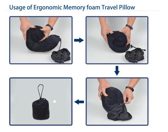 SUNMOOL Nekkussen Vliegtuig - Memory Foam Nekkussen Inclusief Slaapmasker & Oordopjes - Reiskussen - Vliegtuig Kussen - Travel Pillow : Roze — afbeelding 4
