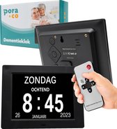 Pora&Co - Digitale Dementieklok XL – Kalenderklok met Datum en Dag – Alarmfunctie – 7 inch - Alzheimerklok