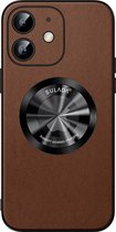 Sulada Soft case Microfiber leer en shockproof en lensbeschermer met magnetische ring voor de iPhone 12 Bruin