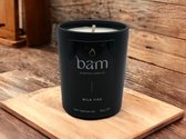BAM kaarsen - geurkaars in zwart potje - wilde vijgen - 25 branduren per kaars - op basis van zonnebloemwas - cadeau - vegan - wild figs