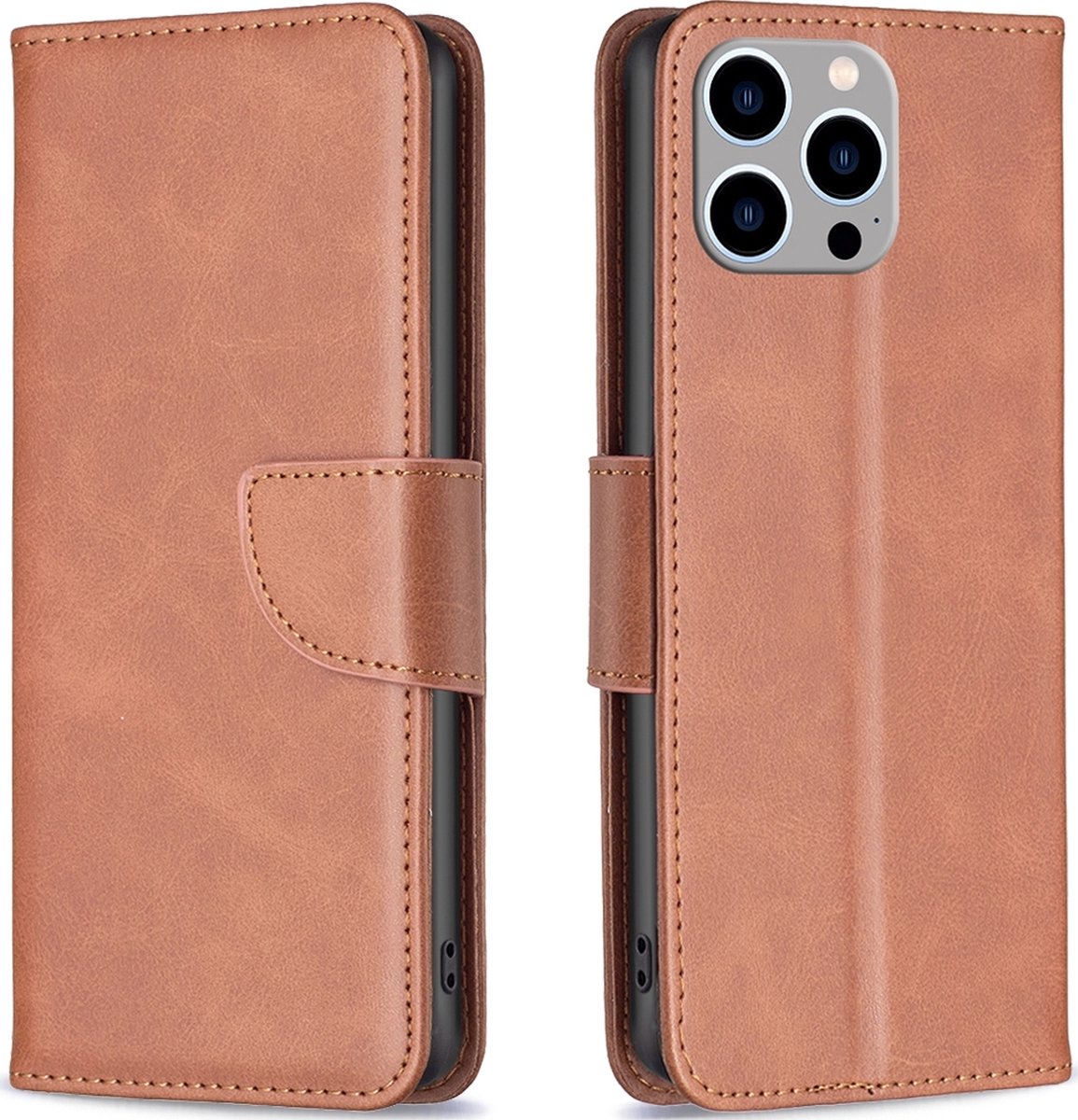 Mobigear Telefoonhoesje geschikt voor Apple iPhone 15 Pro Max Hoesje | Mobigear Excellent Bookcase Portemonnee | Pasjeshouder voor 3 Pasjes | Telefoonhoesje voor Pinpas / OV Kaart / Rijbewijs - Bruin