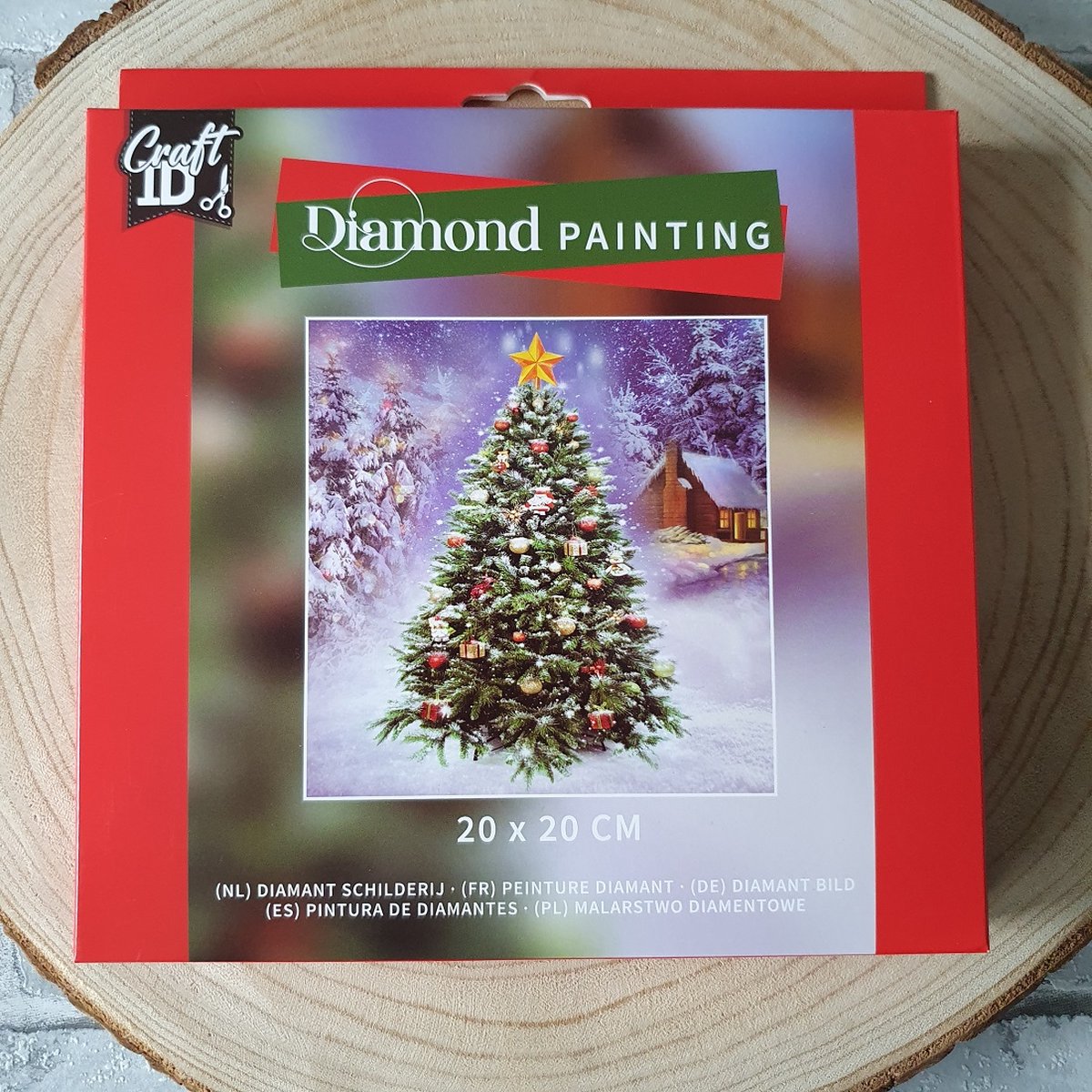 Diamond painting 20 x 20 cm, Kerstboom, knutselen, hobby