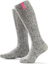 SOXS.co® Wollen sokken | SOX3110 | Grijs | Kniehoogte | Maat 37-41 | Bubble gum label