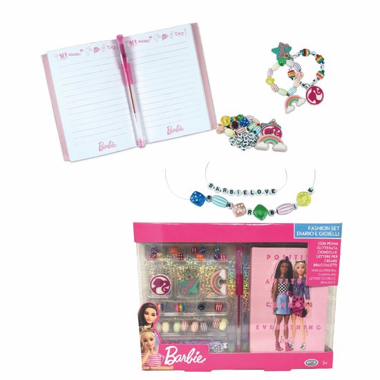 BARBIE DAGBOEK SIERADENSET BEDELS ARMBANDEN GLITTERPEN