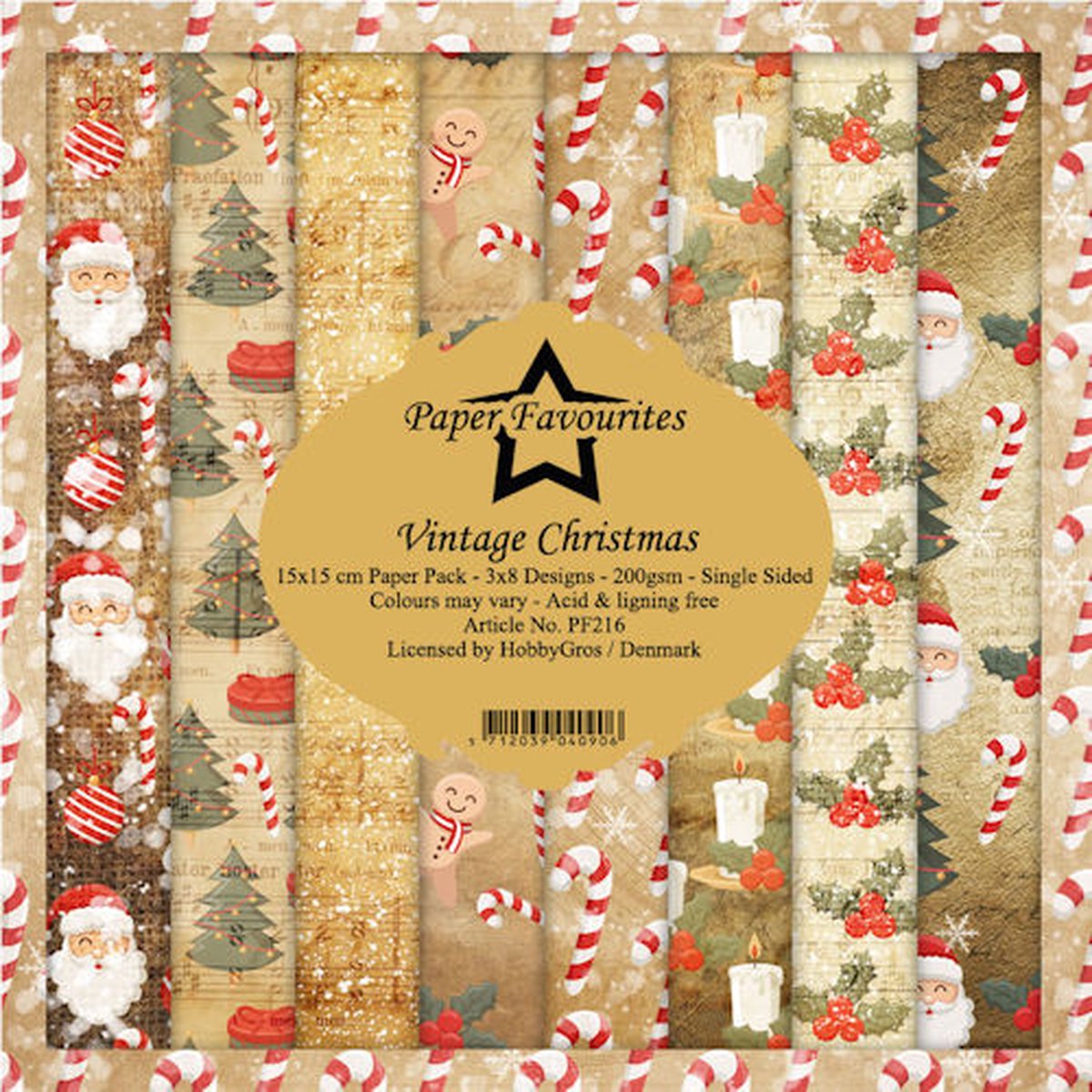Paper Favourites Vintage Christmas Paper Pack - 24 vel, 8 designs - PF216