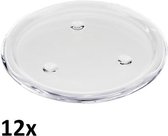 12x Ronde kaarsenhouders/kaars onderzetters van glas 8 cm - Glazen kaarsenhouderss voor stompkaarsen tot 6 cm doorsnede - Woondecoraties