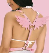 T.O.M. Vleugels Roze- BITCH Pink edition- Barbie Vleugels leatherlook- Engelen vleugels- Harnas - Pink- Universeel- sprookjes outfit- Verkleedkleding