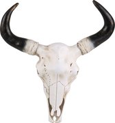 Stieren schedel met hoorns feestdecoratie - wit/zwart - kunststof - 37 x 40 x 9 cm - western thema
