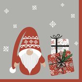 Duni kerst thema servetten - 60x st - 33 x 33 cm - gnoom/kerstman