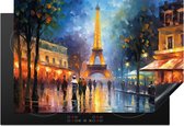 KitchenYeah® Inductie beschermer 76x51.5 cm - Steden - Parijs - Eiffeltoren - Kunst - Kookplaataccessoires - Afdekplaat voor kookplaat - Inductiebeschermer - Inductiemat - Inductieplaat mat