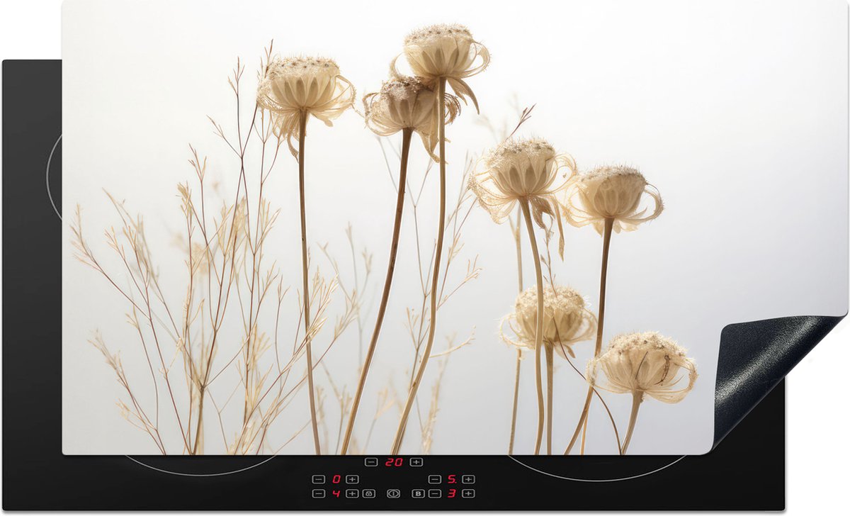 KitchenYeah® Inductie beschermer 90x52 cm - Droogbloemen - Natuur - Botanisch - Kookplaataccessoires - Afdekplaat voor kookplaat - Inductiebeschermer - Inductiemat - Inductieplaat mat - Keuken decoratie
