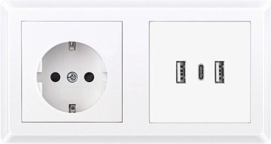 CoshX® - Double prise USB blanche avec 2 x USB A + 1 x USB C intégré 3.4A |  bol