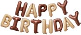 Happy Birthday folie ballon slinger Nude en Bruin - verjaardag - ballon - slinger - nude - bruin - happy birthday - decoratie