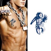 Temporary Tattoo Astronaut (6x6 cm) [Semi-Permanente Neptattoo - Tijdelijke tatoeage - Nep Fake Tattoos - Water overdraagbare festival sticker henna outfit tattoo - Glitter tattoo - Volwassenen Kinderen Jongen Meisje]