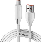 Toocki Oplaadkabel 'Super Fast Charging' - USB-A naar USB-C - 100W 7A Snellader - 1 Meter - voor MacBook/iPad, Samsung Galaxy/Note, OnePlus, Xiaomi, Google Pixel, OPPO - Tot 12 Keer Sneller - Sterker snoer van TPE-Rubber - voor Android Auto - WIT