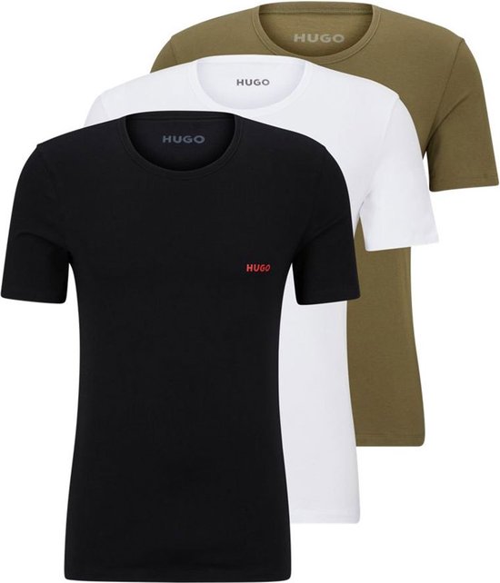 HUGO T-shirts regular fit (3-pack) - heren T-shirts O-hals - groen - wit - zwart - Maat: L