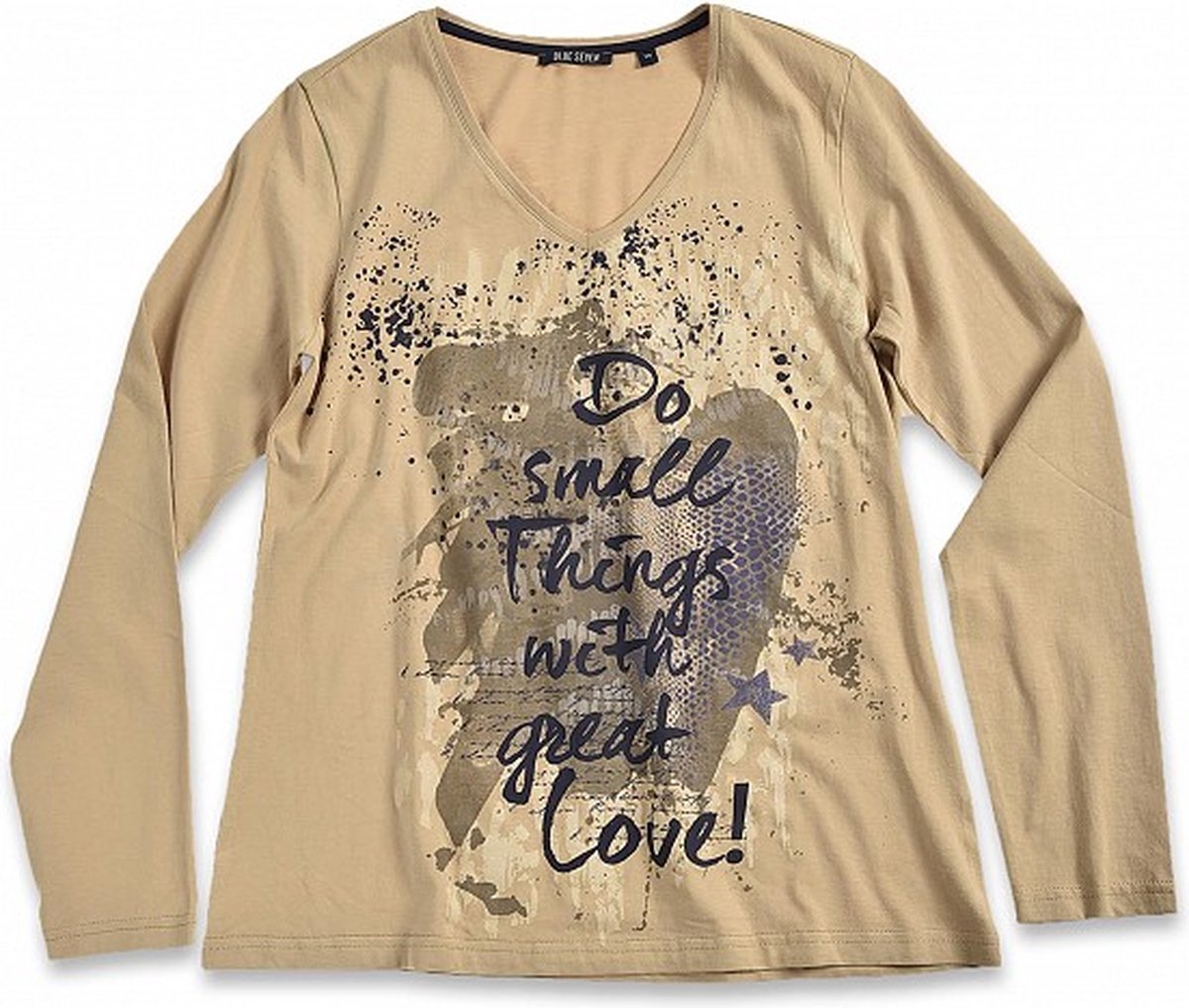 Seven dames shirt shirt dames lange mouwen + print voorzijde 203000 Camel
