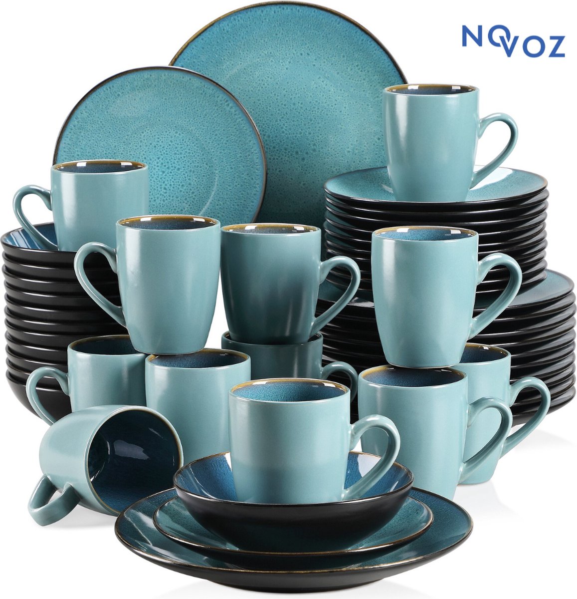 Service de table Novoz - 8 personnes - Porcelaine - 32 pièces