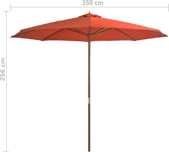 Tuin parasol Oranje Terracotta met Houten Paal 350CM - Tuinparasol -  Stokparasol tuin... | bol.com