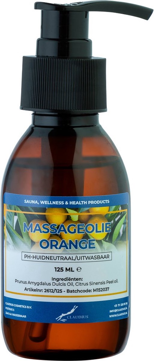 Goedkoopste Massageolie Orange 125 ml met pomp - 100 natuurlijk - biologisch en koud geperst
