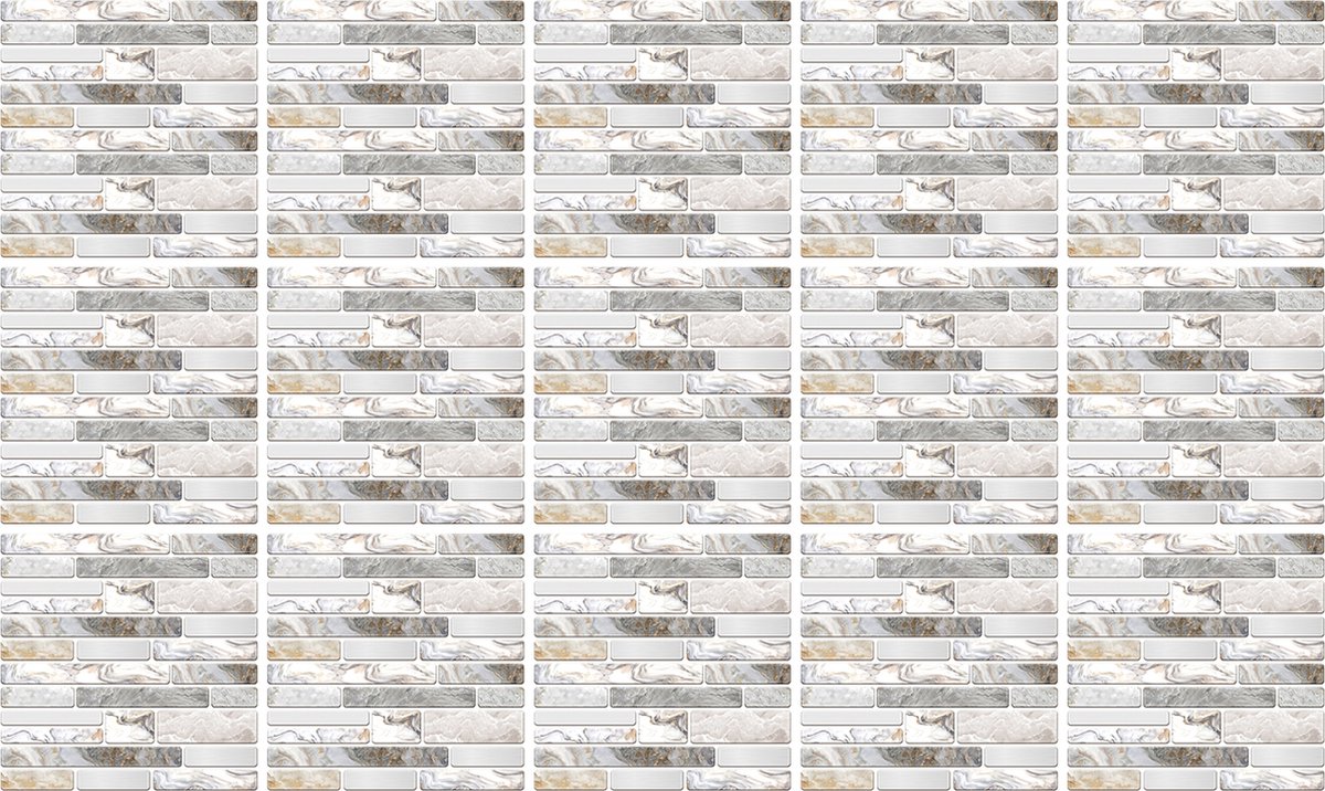 Plaktegels - Zelfklevende Tegels - 15x15 cm - Ulticool - Decoratie Sticker Tegels - Plakstrips Muur Baksteen Behang Sticktiles Wit Grijs - 15 stuks - Plakfolie Tegelstickers - Sticktiles Muurstickers Woonkamer - Badkamer - Keuken