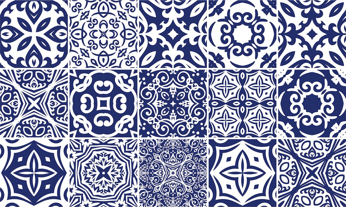 Plaktegels - Zelfklevende Tegels - 15x15 cm - Ulticool - Nederland Blauw Wit - Decoratie Sticker Tegels - 15 stuks Plakfolie Tegelstickers - Sticktiles Muurstickers Woonkamer - Badkamer - Keuken