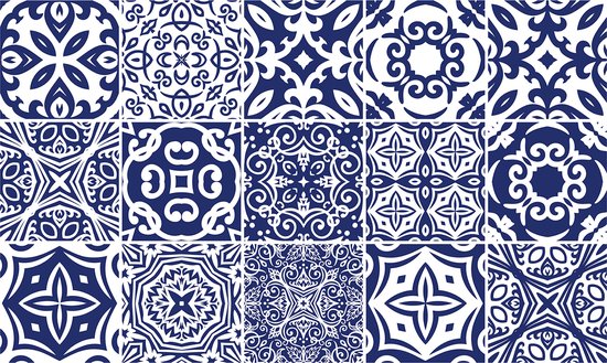 Ulticool Decoratie Sticker Tegels - Nederland Blauw Wit - 15x15 cm - 15 stuks Plakfolie Tegelstickers - Plaktegels Zelfklevend - Sticktiles - Badkamer - Keuken