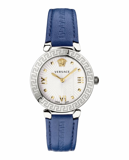 Versace Greca Icon VEZ600121 Horloge - Leer - Blauw - Ø 36 mm
