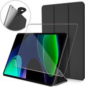 Geschikt voor Xiaomi Pad 6 Hoesje + Screenprotector – Gehard Glas Cover + Shock Proof Case – Auto Wake - Flip Cover Zwart
